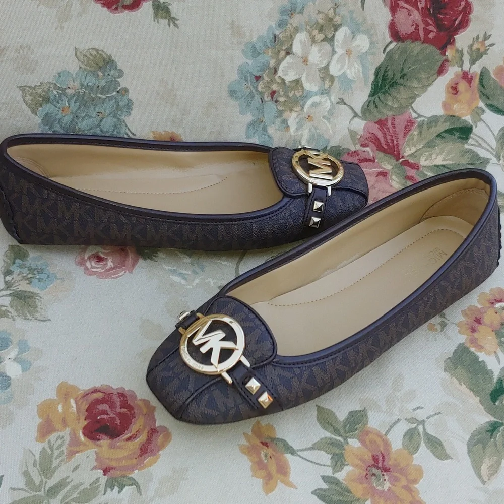 Michael Kors Fulton Studded Mocassin Flats in Brown with MK Logo Women's 7.5 - Picture 15 of 17